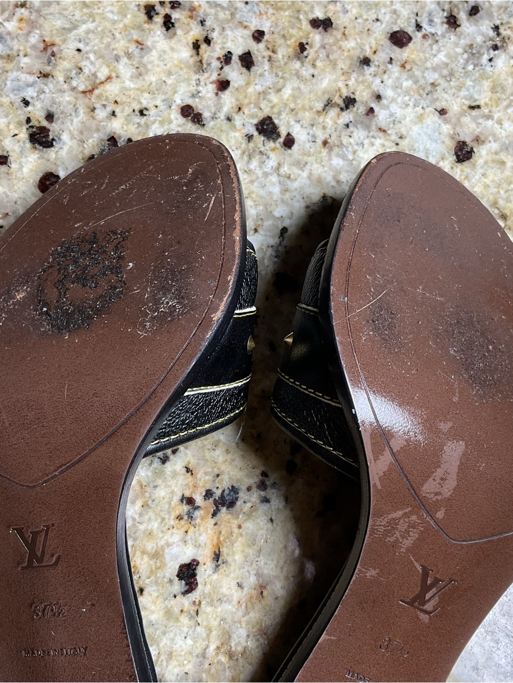 Louis Vuitton Black Suhali Leather Studded 3-1/2” Heel Mules Size 37.5 (EU) - Picture 7 of 9